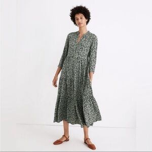 Madewell Button-Front Tiered Midi Dress in Fleur Field